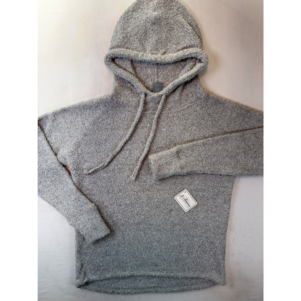 J. America Ladies Zen Fleece Hoodie Grey Popcorn Textured Sweatshirt W1112334 S